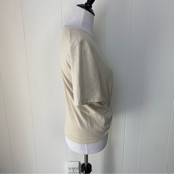 Lululemon Crescent T-Shirt Spark Gold Bone Short Sleeve Cotton Blend Twist Top 6 - Picture 4 of 11